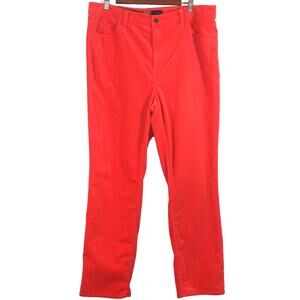 W Talbots Petite Salmon Red Stretch High Waist Velveteen Straight Leg Pants 16P